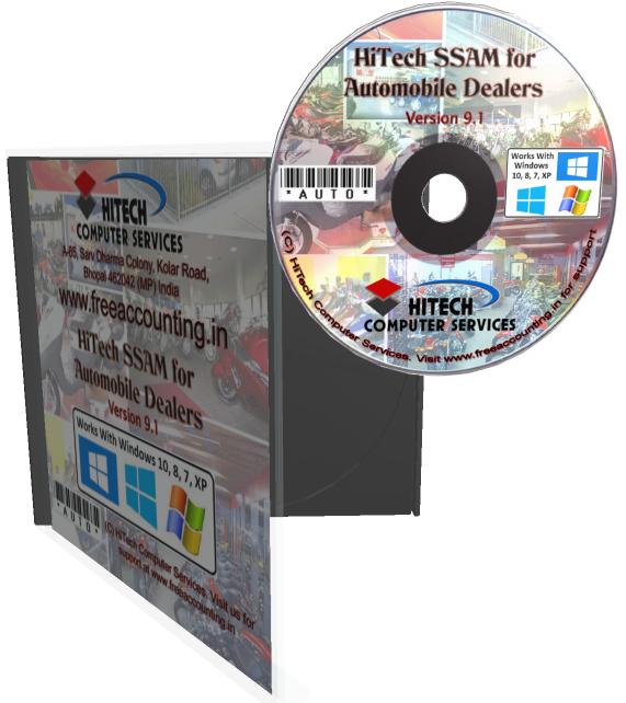 Billing, Inventory control Accounting Software, Software for automobile dealers, two wheelers dealers, service stations. Modules :Customers, Suppliers, Products, Automobiles, Sales, Purchase, Accounts & Utilities. Free Trial Download.