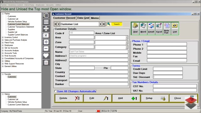 HiTech Financial Accounting Software for Petrol Pumps, Business Management and Accounting Software for Petrol Pumps. Modules : Pumps, Parties, Inventory, Transactions, Payroll, Accounts & Utilities. Free Trial Download.